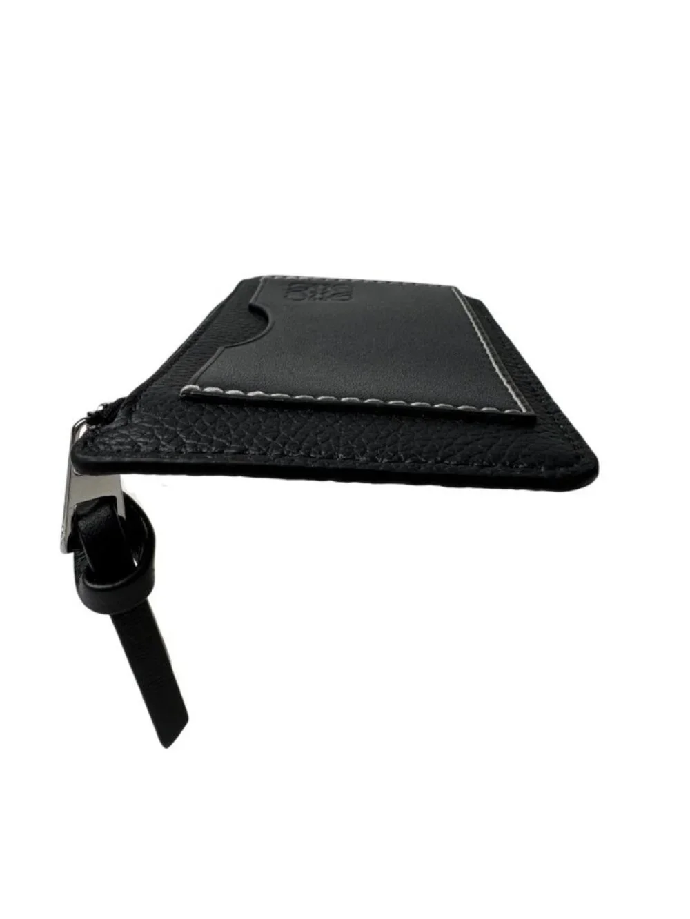 Loewe Anagram L-shaped Zipper Coin Purse Card Case Black